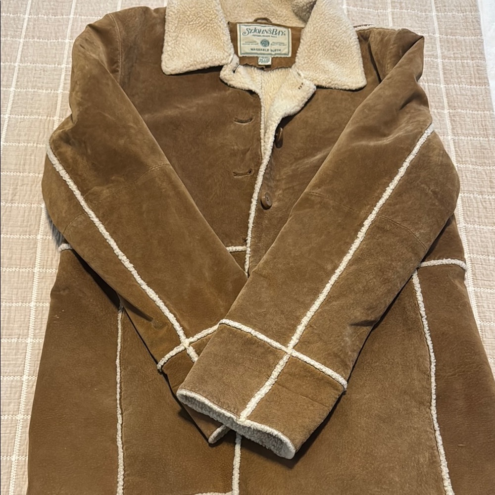 Vintage Shearling Coat with Cream Accents